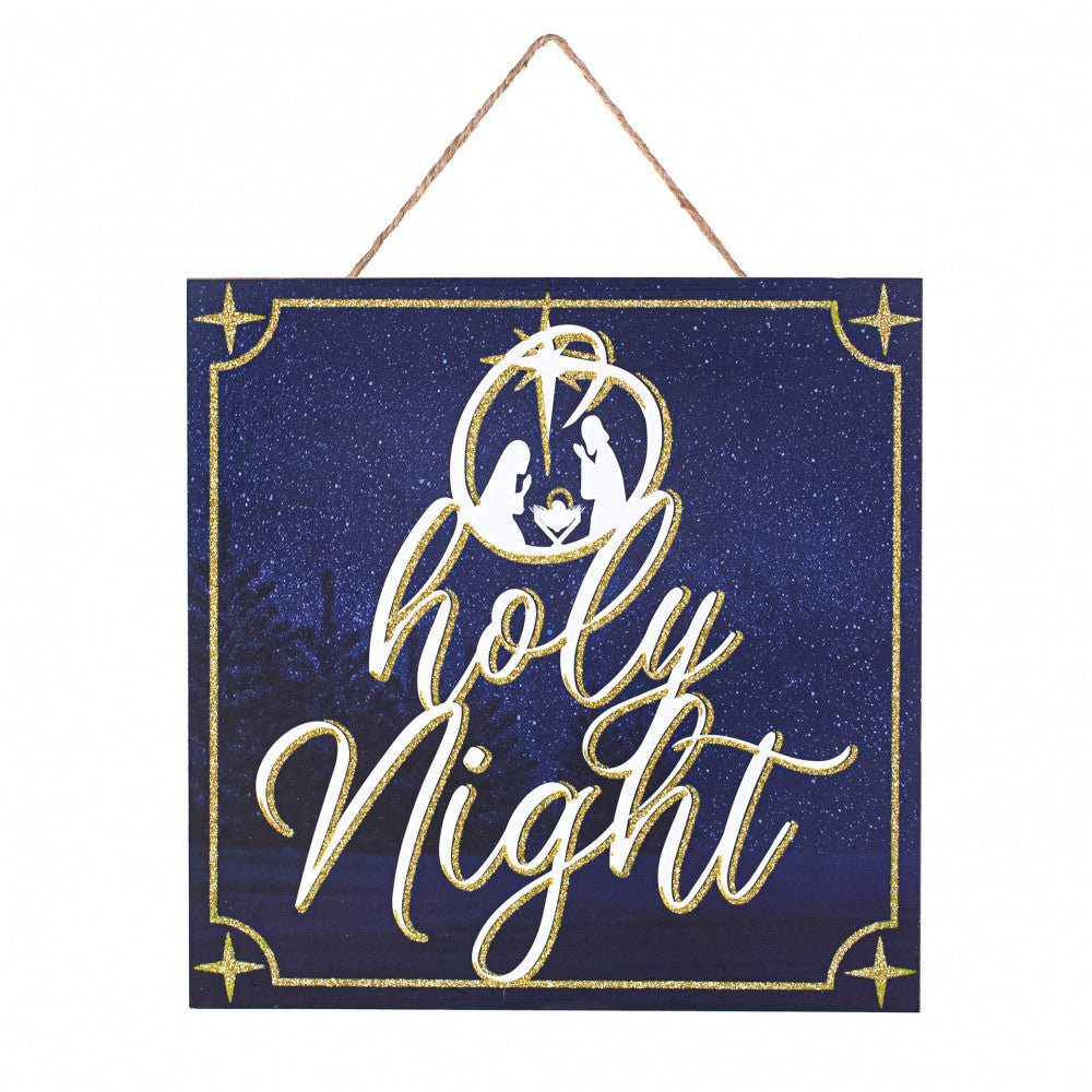 Shop For 10" Wood Sign: Glitter O Holy Night at Michelle's aDOORable Creations