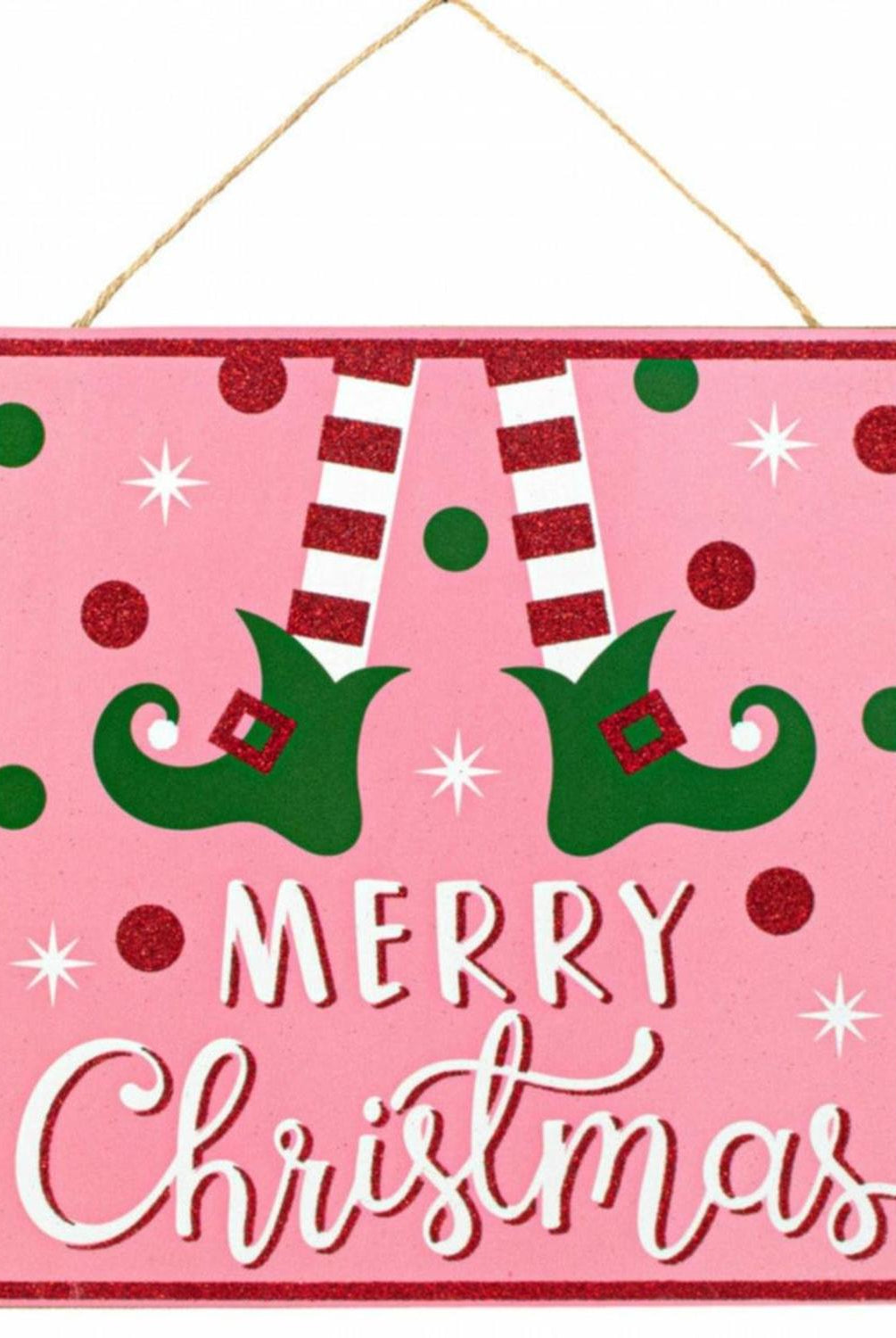 Shop For 10" Wooden Elf Sign: Pink Merry Christmas at Michelle's aDOORable Creations