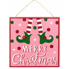 Shop For 10" Wooden Elf Sign: Pink Merry Christmas at Michelle's aDOORable Creations
