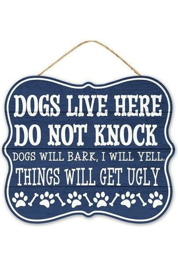 10" Wooden Sign: Dogs Live Here - Michelle's aDOORable Creations - Wooden/Metal Signs