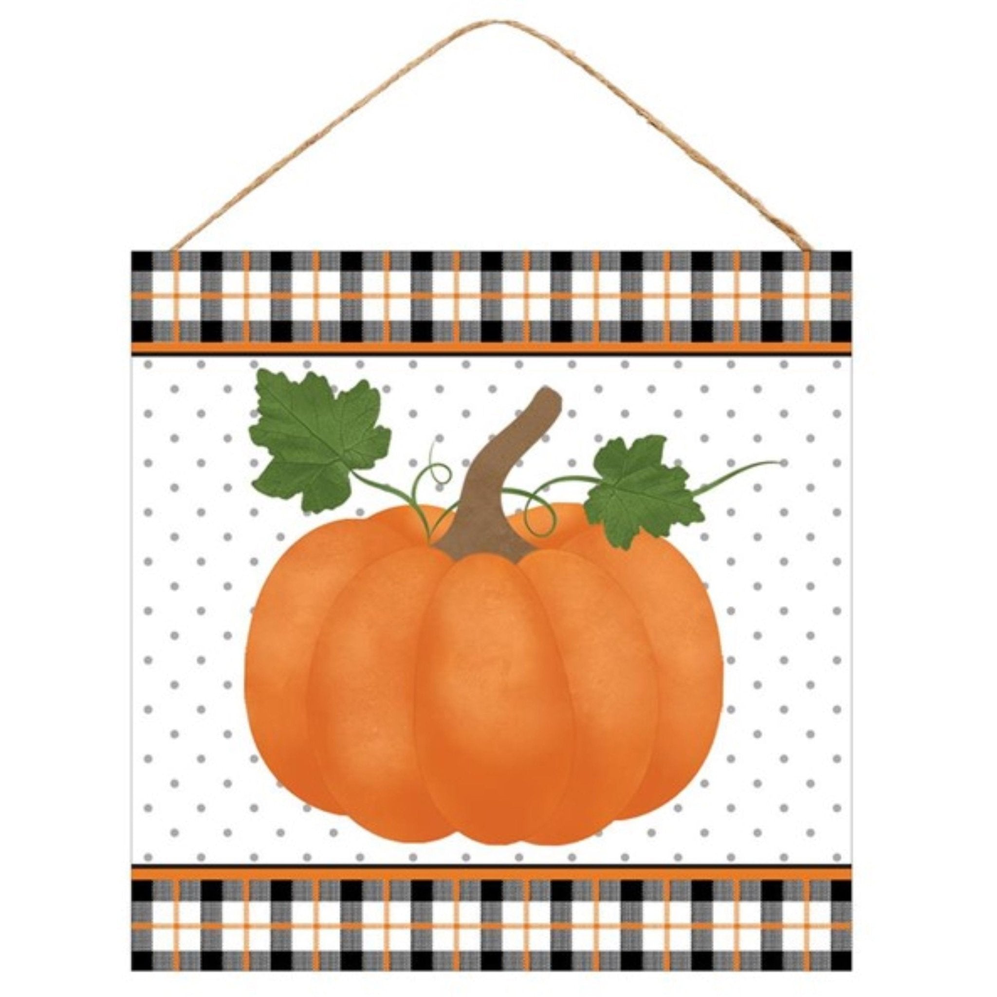 Shop For 10" Wooden Sign: Pumpkin Plaid Border at Michelle's aDOORable Creations