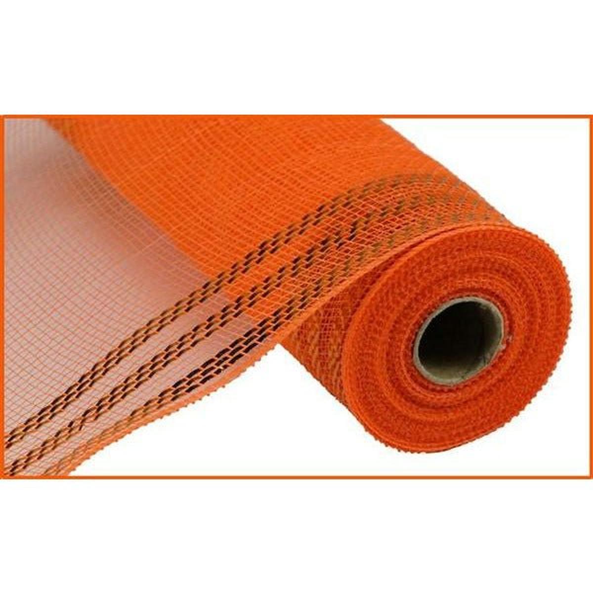 Shop For 10.25" Border Stripe Mesh Ribbon: Orange (10 Yards) at Michelle's aDOORable Creations
