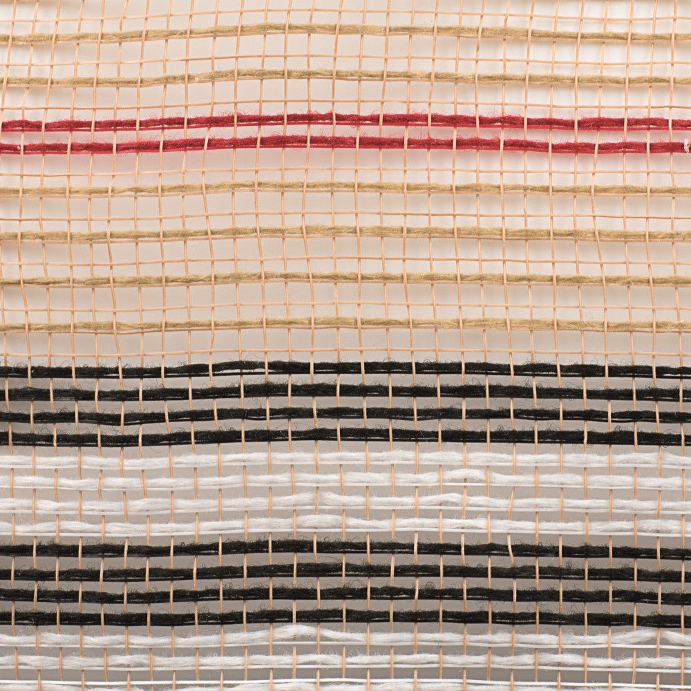 Shop For 10.25" Jute Stripe Mesh Ribbon: Natural/Black/White (10 Yards) at Michelle's aDOORable Creations