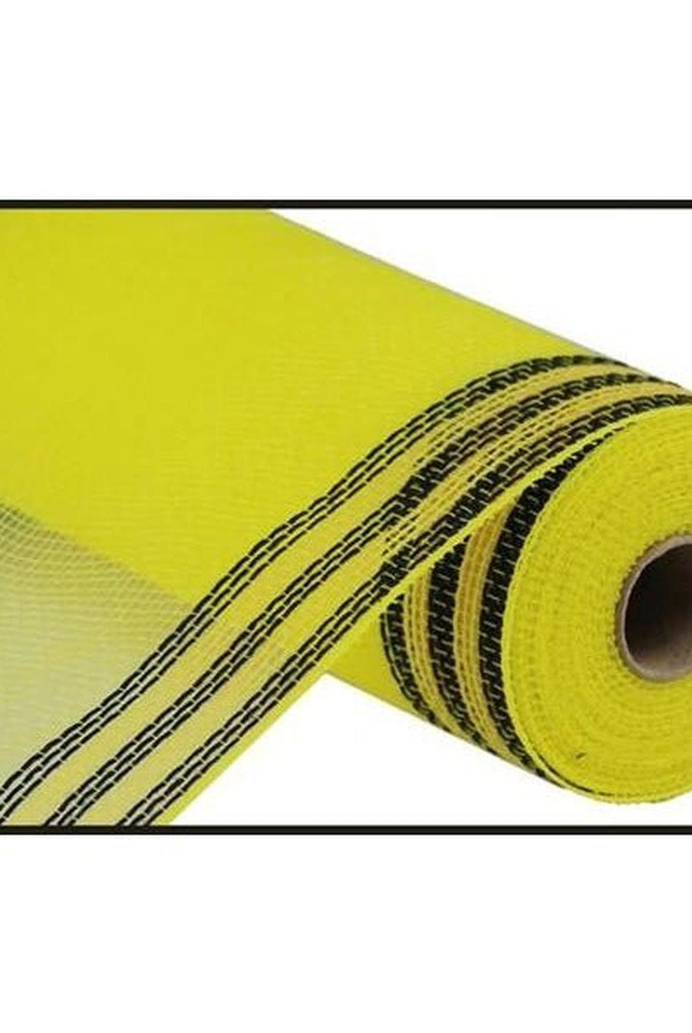 10.5" Border Stripe Faux Jute Mesh Ribbon: Yellow/Black (10 Yards)