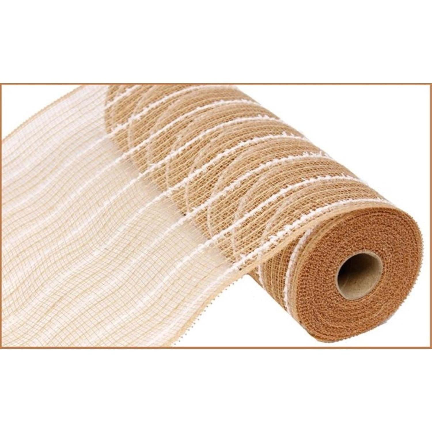 10.5" Cotton Drift Poly Jute Mesh Ribbon: Natural (10 Yards)