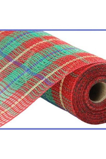 Shop For 10.5" Faux Jute Plaid Mesh Ribbon: Red/Green/Blue (10 Yards) at Michelle's aDOORable Creations