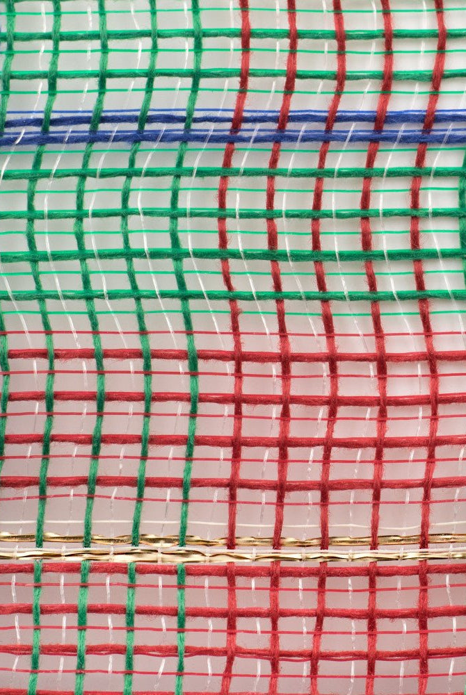Shop For 10.5" Faux Jute Plaid Mesh Ribbon: Red/Green/Blue (10 Yards) at Michelle's aDOORable Creations