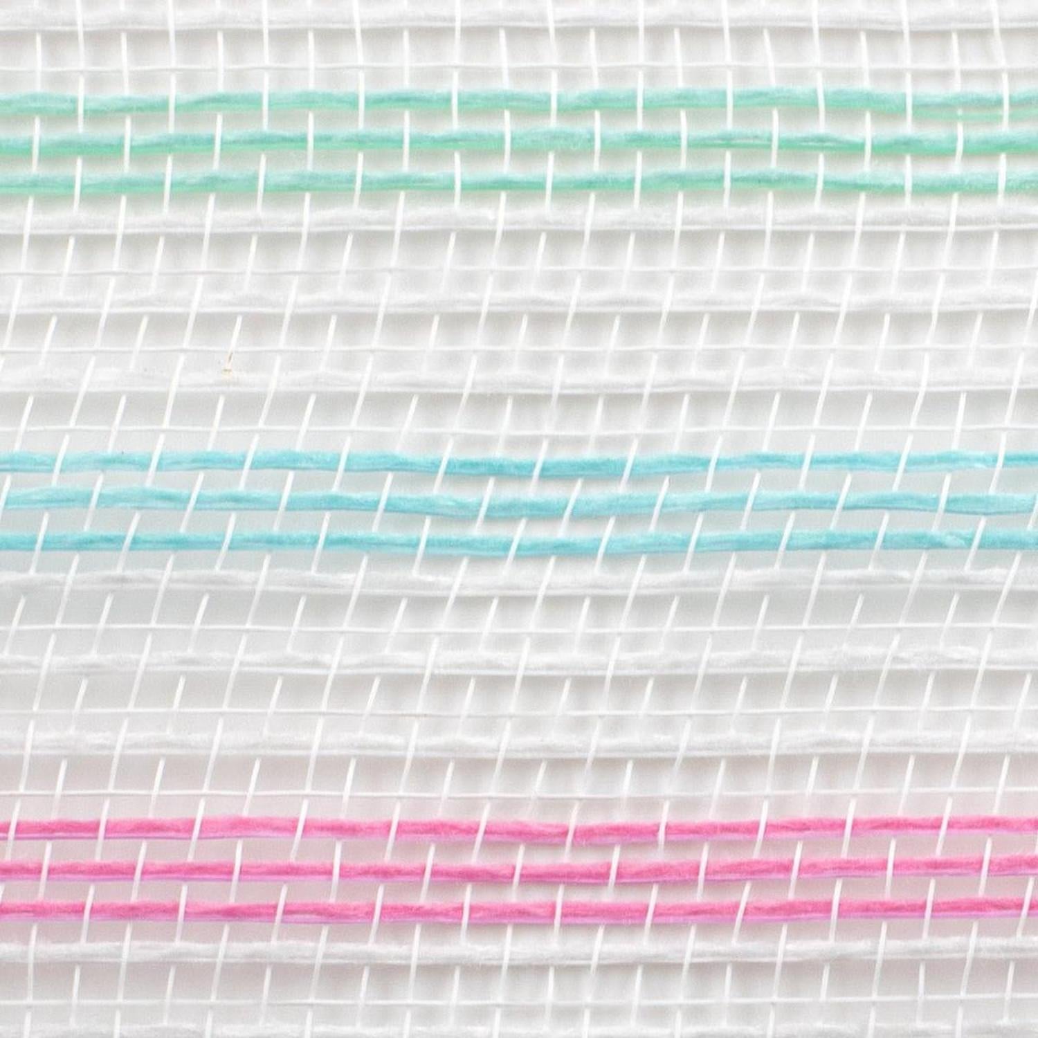 Shop For 10.5" Faux Jute Stripe Mesh Ribbon: Blue, Mint, Pink, White (10 Yards) at Michelle's aDOORable Creations