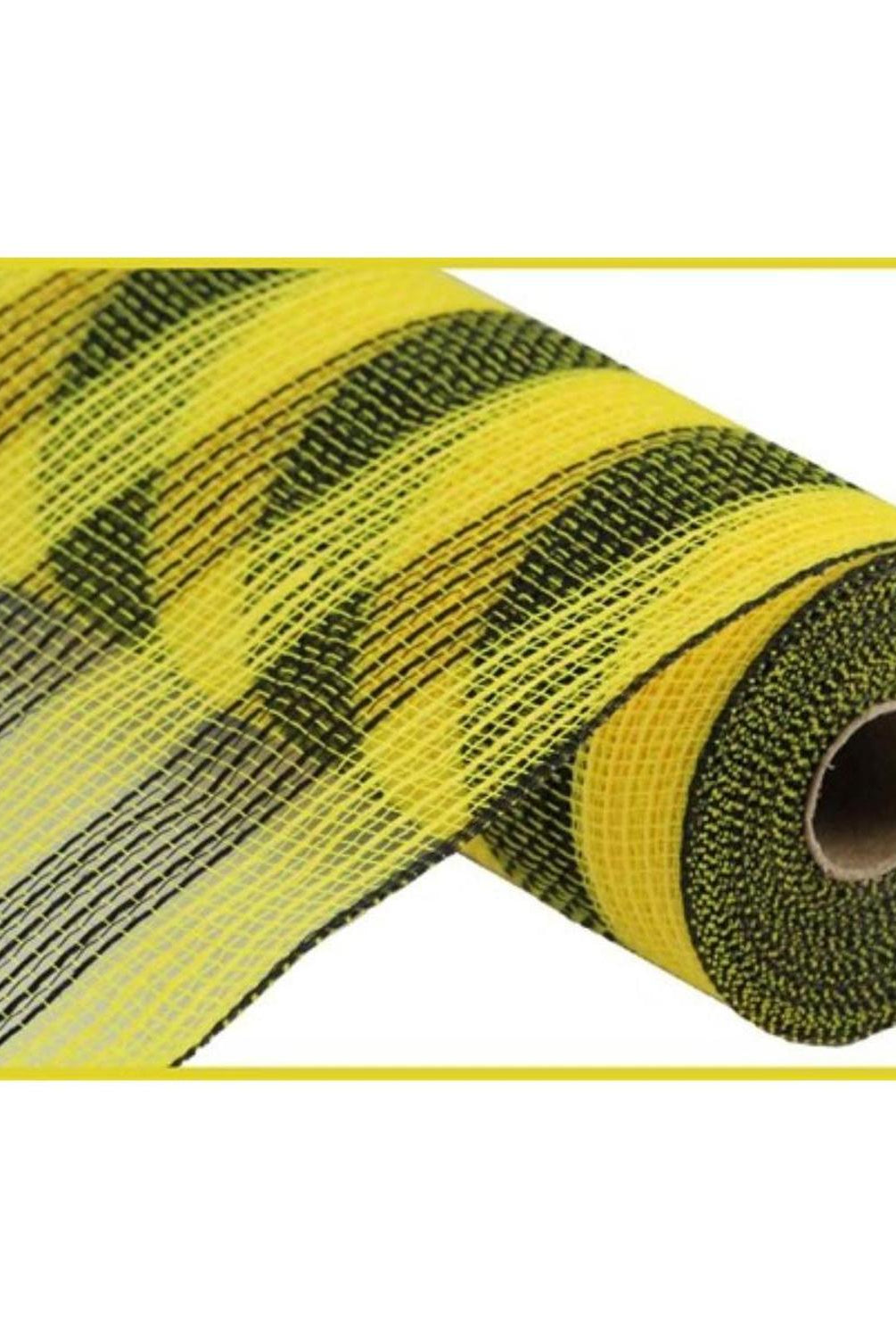 10.5" Faux Jute Striped Mesh Ribbon: Yellow & Black (10 Yards)