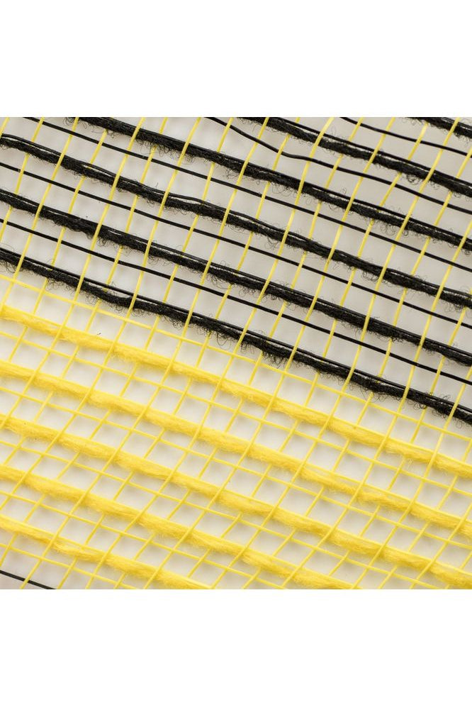 10.5" Faux Jute Striped Mesh: Yellow & Black (10 Yards) - Michelle's aDOORable Creations - Poly Deco Mesh