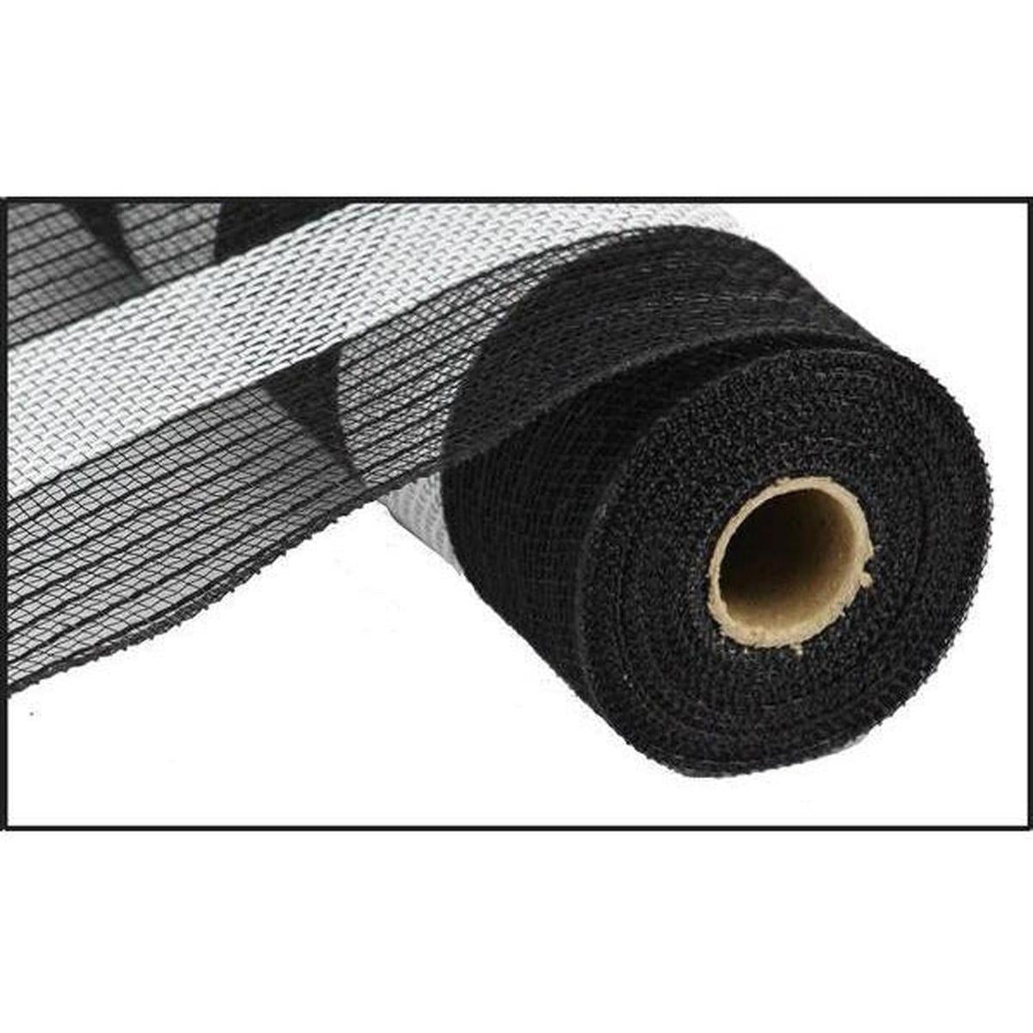 Shop For 10.5" Poly Jute Deco Mesh Ribbon: Black & White (10 Yards) at Michelle's aDOORable Creations