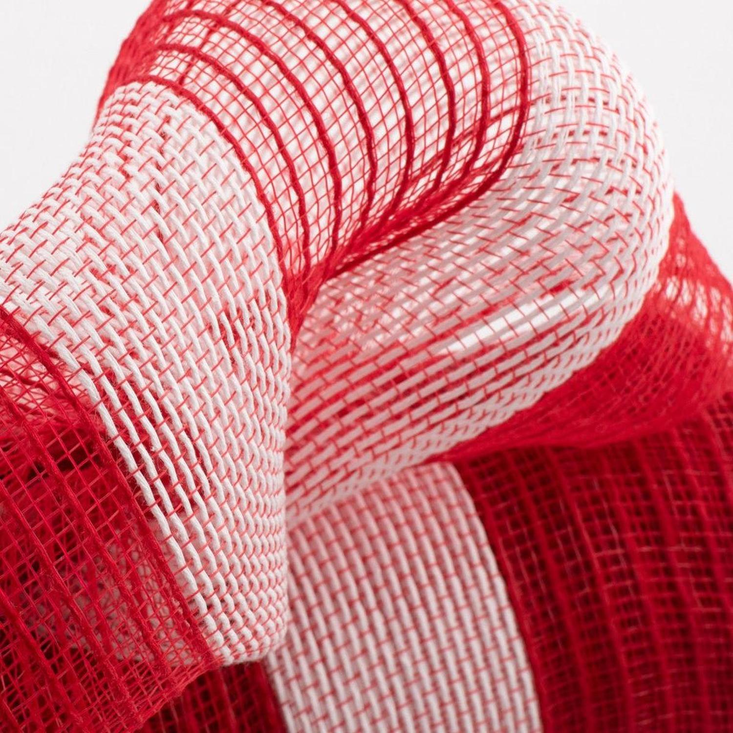 Shop For 10.5" Poly Jute Deco Mesh Ribbon: Red & White at Michelle's aDOORable Creations