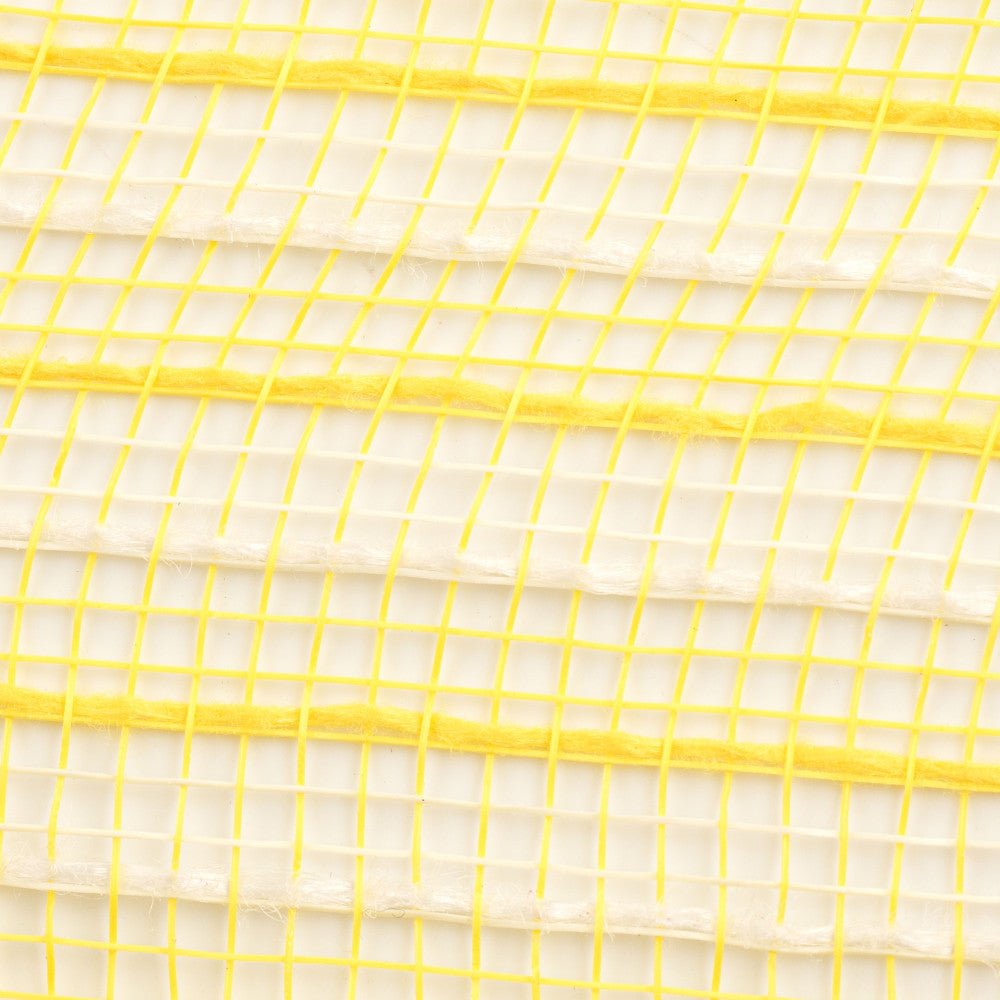 Shop For 10.5" Poly Jute Deco Mesh Ribbon: Yellow & Cream at Michelle's aDOORable Creations