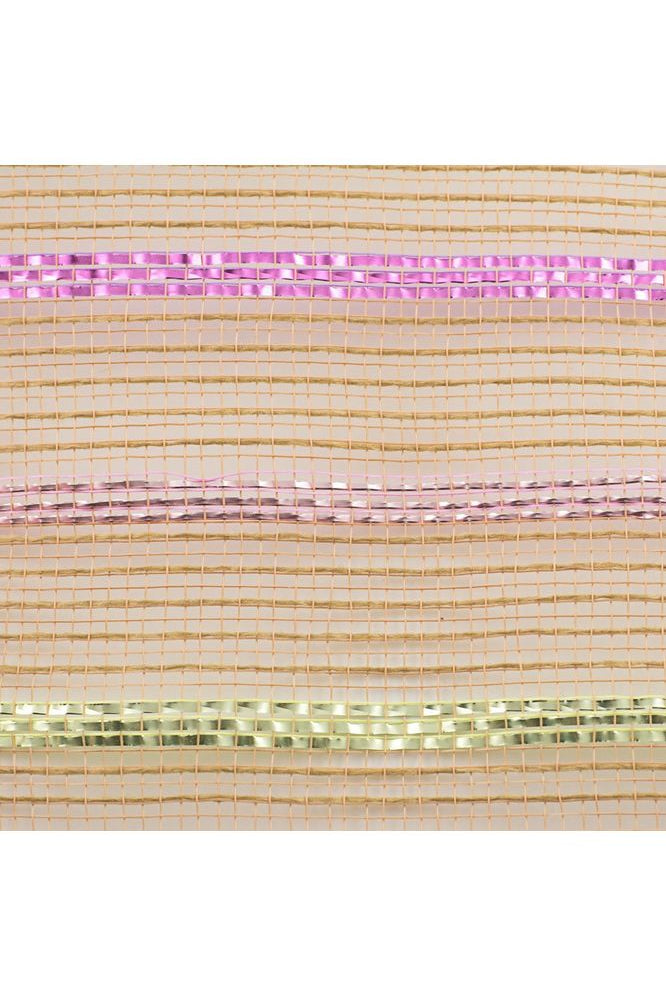 10.5" Poly Jute Matte Stripe Mesh: Natural Pastel Stripes (10 Yards) - Michelle's aDOORable Creations - Poly Deco Mesh