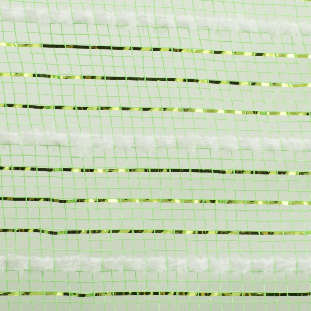 Shop For 10.5" Snowdrift Poly Metallic Foil Mesh Ribbon: Lime Green White (10 Yards) at Michelle's aDOORable Creations