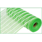 Shop For 10.5" Snowdrift Poly Metallic Foil Mesh Ribbon: Lime Green White (10 Yards) at Michelle's aDOORable Creations