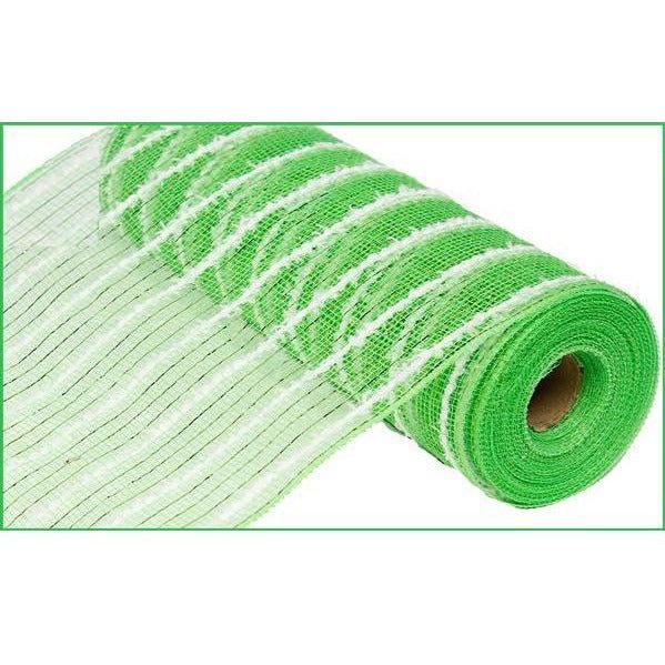 Shop For 10.5" Snowdrift Poly Metallic Foil Mesh Ribbon: Lime Green White (10 Yards) at Michelle's aDOORable Creations