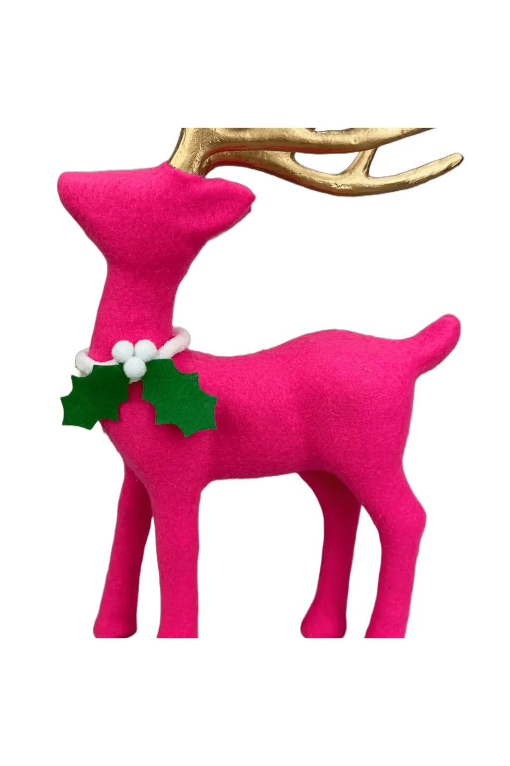 12" Flocked Deer: Pink - Michelle's aDOORable Creations - Holiday Ornaments