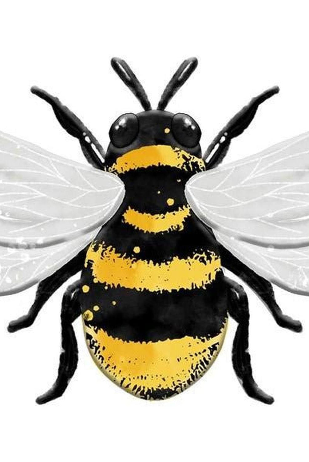 12" Metal Embossed Bee Hanger: White