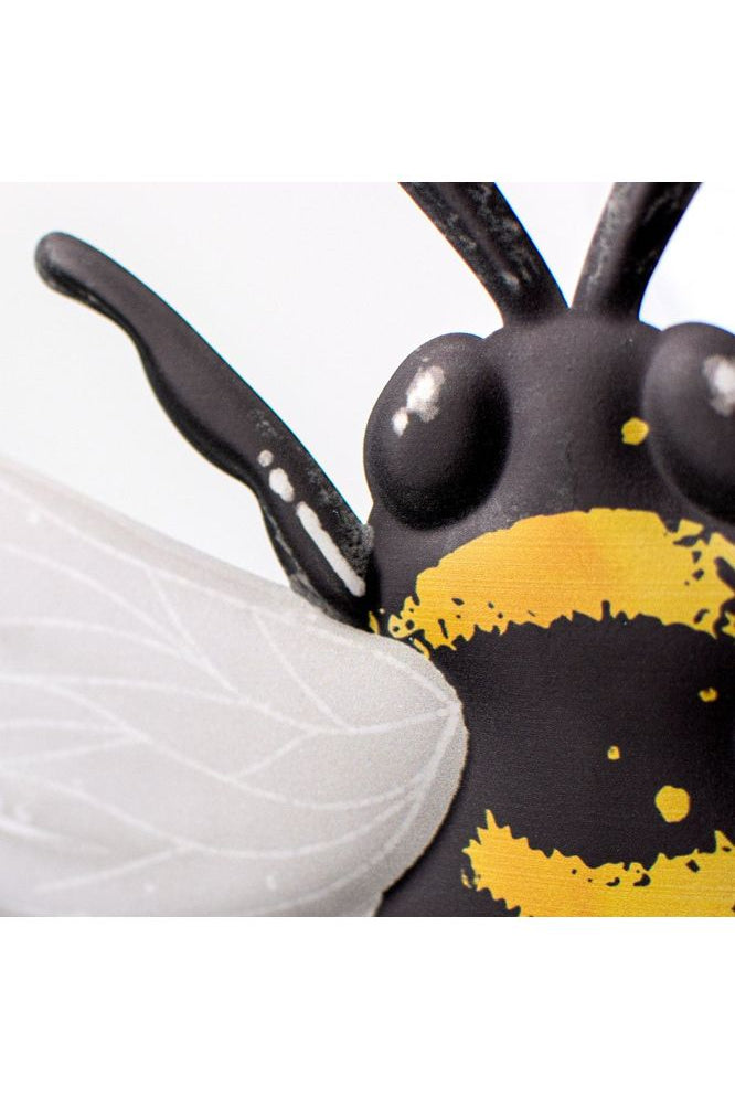 12" Metal Embossed Bee Hanger: White - Michelle's aDOORable Creations - Wooden/Metal Signs