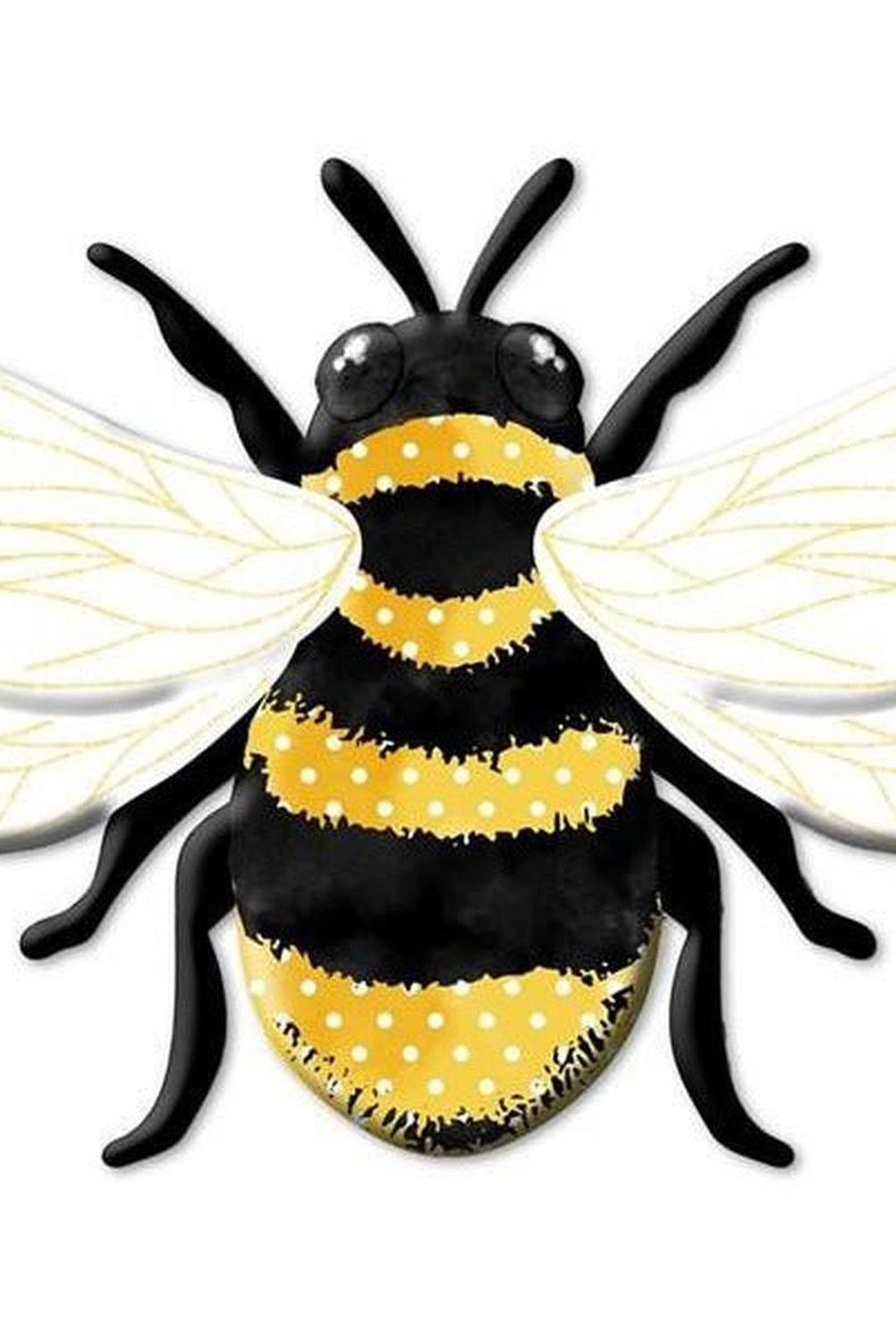 12" Metal Embossed Bee Hanger: Yellow