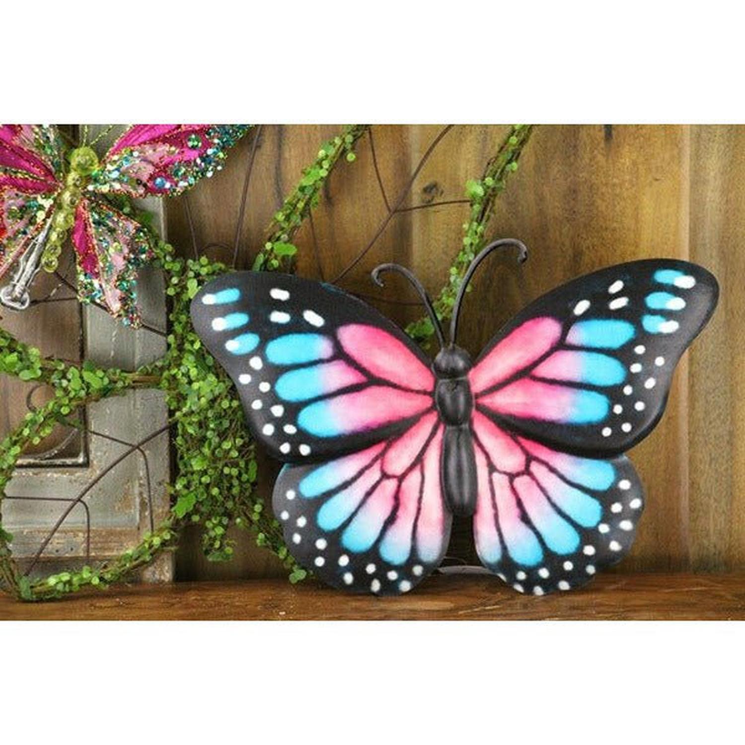 12" Metal Embossed Butterfly: Pink Monarch