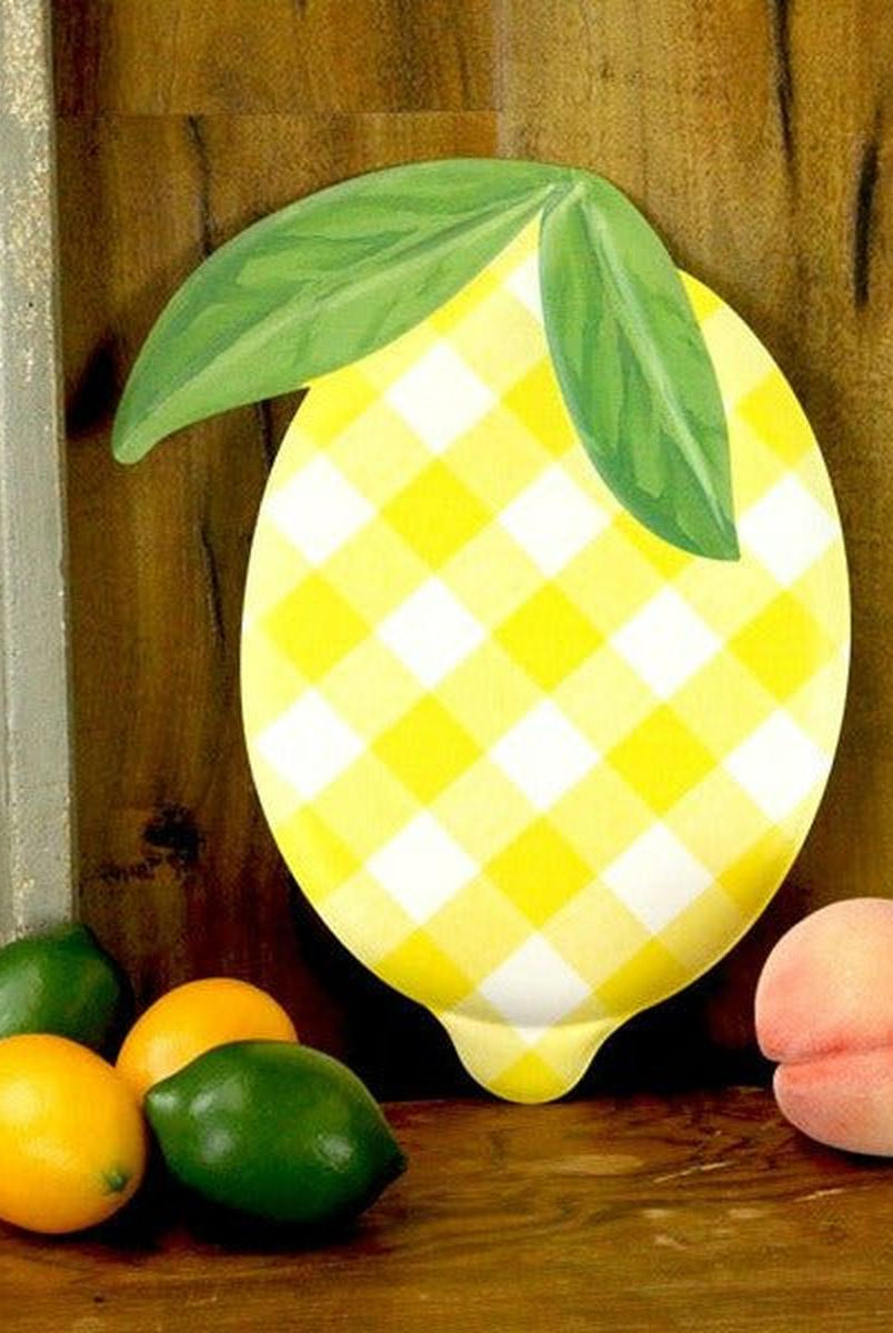 Shop For 12" Metal Embossed Hanger: Check Lemon at Michelle's aDOORable Creations