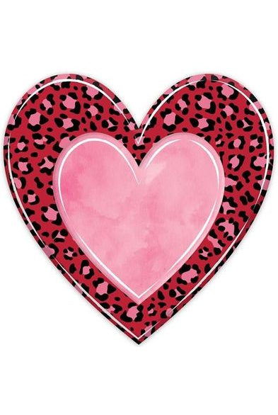 12" Metal Embossed Heart Hanger: Leopard - Michelle's aDOORable Creations - Wooden/Metal Signs