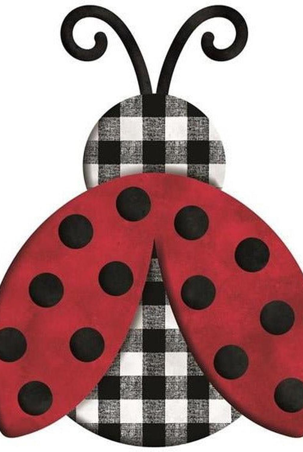 12" Metal Embossed Ladybug Hanger: Plaid Check