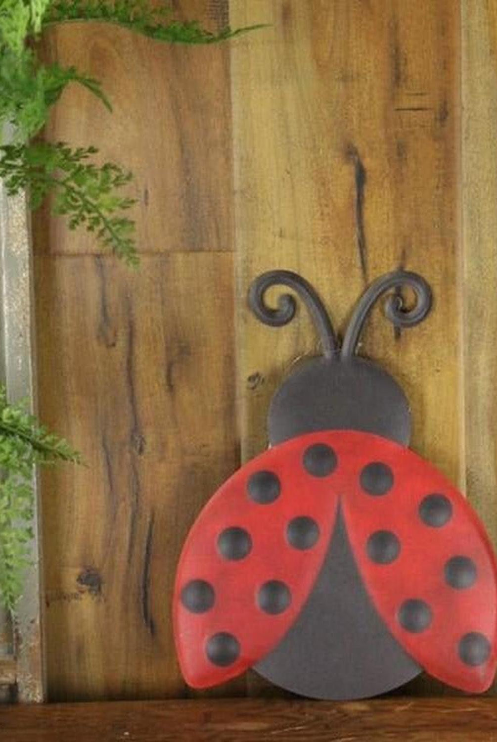 12" Metal Embossed Ladybug Hanger: Solid