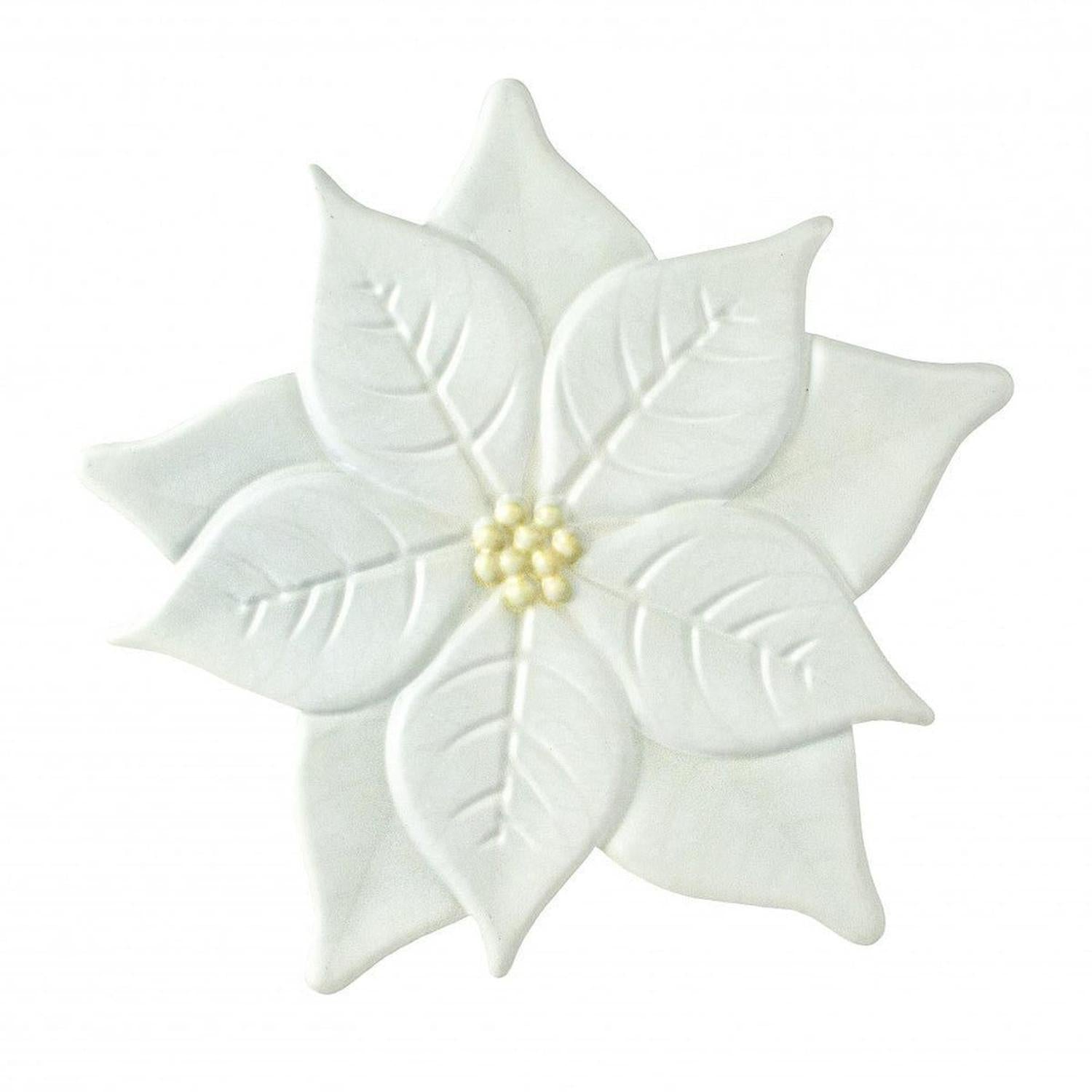 Shop For 12" Metal Embossed Poinsettia: White at Michelle's aDOORable Creations