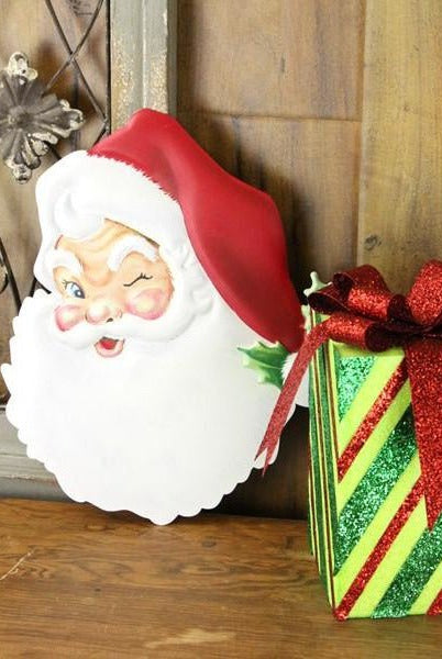 Shop For 12" Metal Embossed Santa Face at Michelle's aDOORable Creations