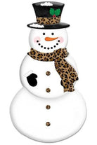 12" Metal Embossed Scarf Snowman: Leopard - Michelle's aDOORable Creations - Wooden/Metal Signs