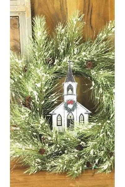 Shop For 12" Metal Embossed Sign: Winter Church at Michelle's aDOORable Creations