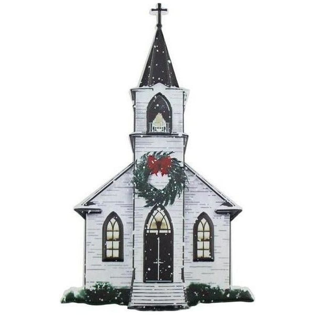 Shop For 12" Metal Embossed Sign: Winter Church at Michelle's aDOORable Creations