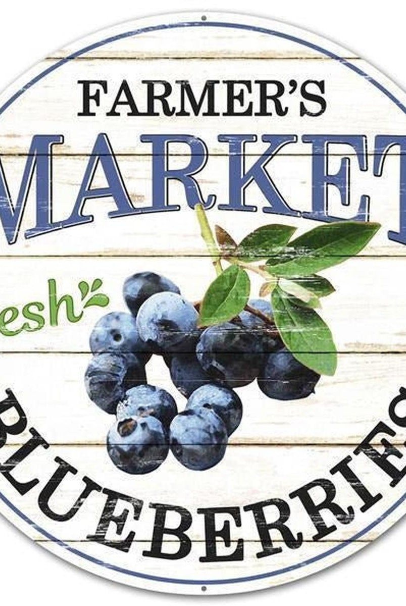 Shop For 12" Metal Farmer's Market Sign: Blueberries at Michelle's aDOORable Creations