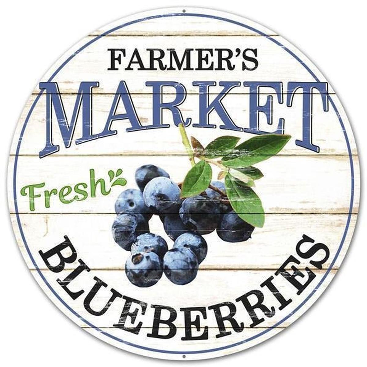 Shop For 12" Metal Farmer's Market Sign: Blueberries at Michelle's aDOORable Creations