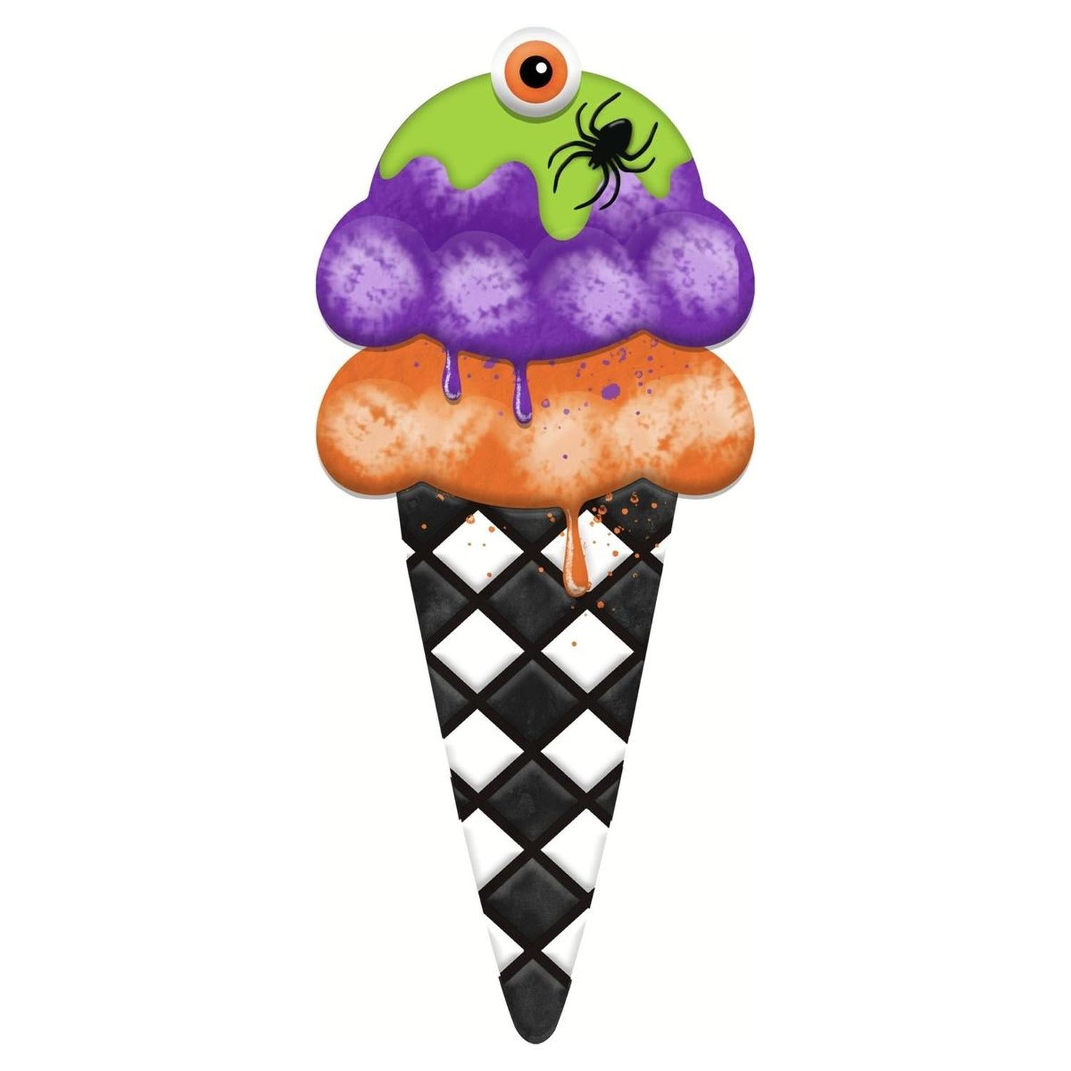 Shop For 12" Metal Halloween Ice Cream Cone Sign at Michelle's aDOORable Creations
