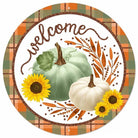 Shop For 12" Metal Sign: Glitter Welcome Pumpkins Sage at Michelle's aDOORable Creations