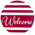 Shop For 12" Metal Sign: Welcome Red Stripes at Michelle's aDOORable Creations