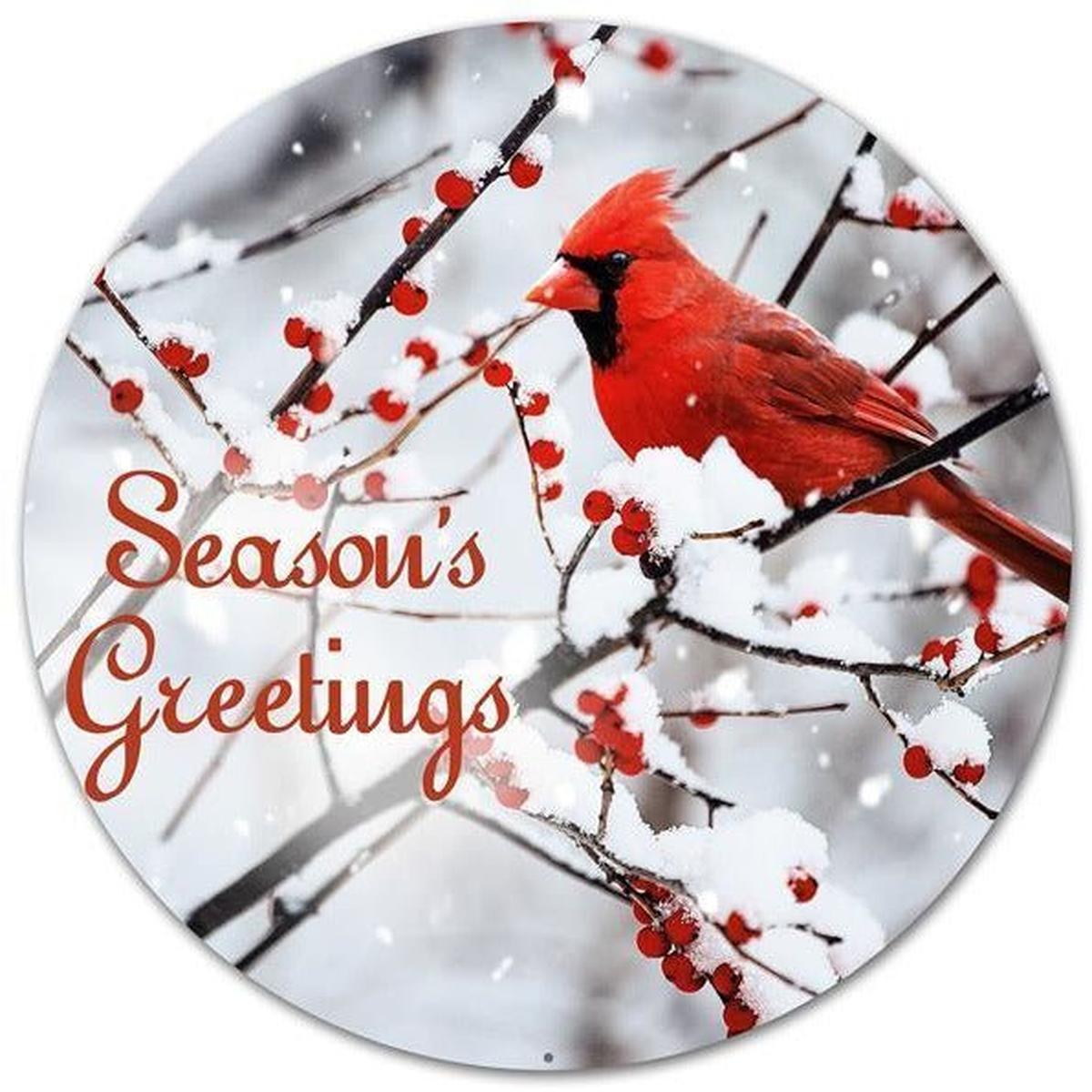 Shop For 12" Red Christmas Cardinal Season's Greeting Sign at Michelle's aDOORable Creations
