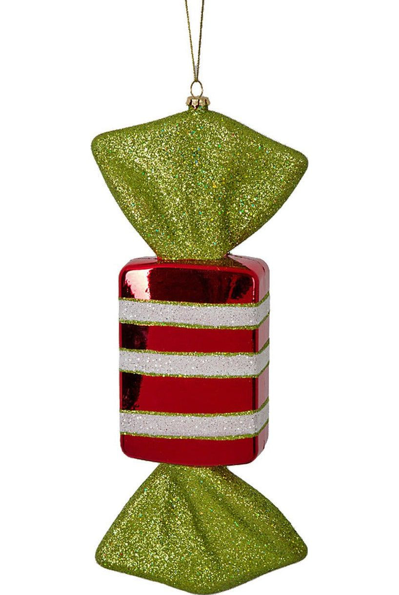 12" Striped Candy Ornament (Red/Lime Green) - Michelle's aDOORable Creations - Holiday Ornaments