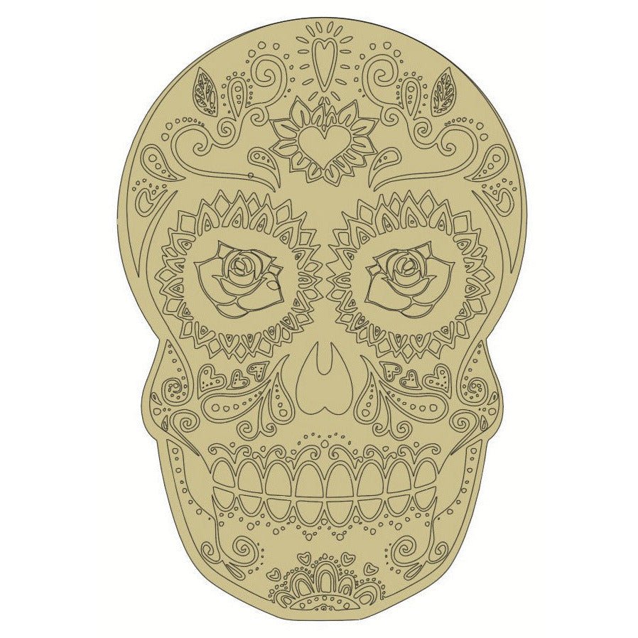 Shop For 12" Sugar Skull (Rose Eyes) Wood Cutout - Unfinished Wood at Michelle's aDOORable Creations