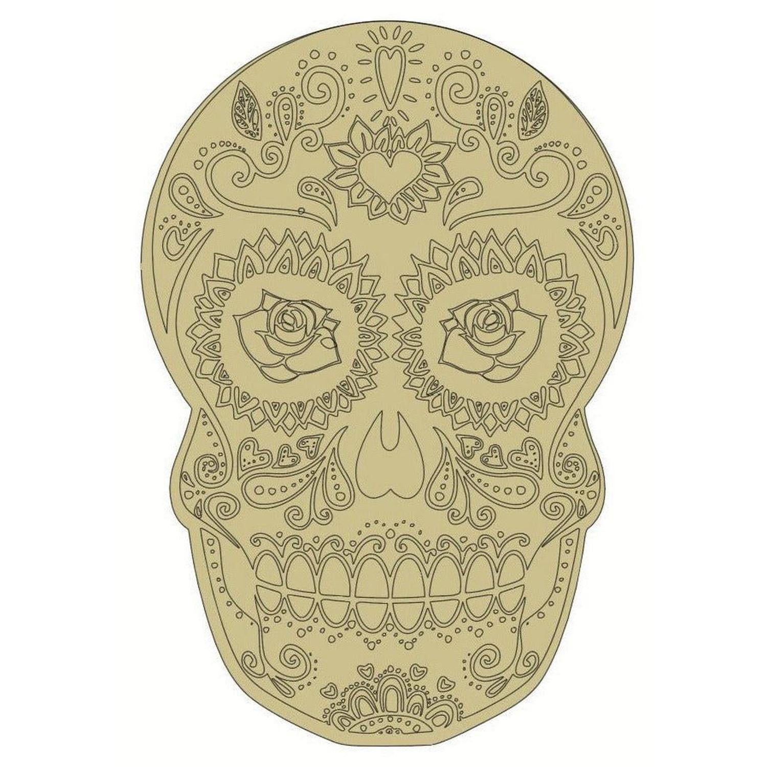 Shop For 12" Sugar Skull (Rose Eyes) Wood Cutout - Unfinished Wood at Michelle's aDOORable Creations