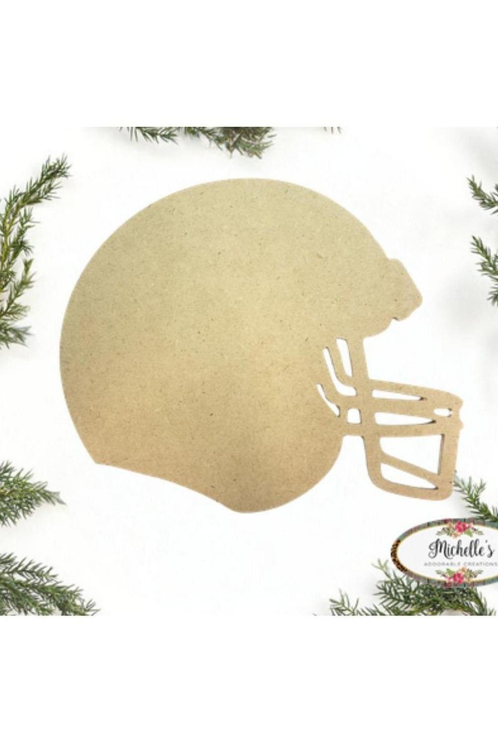 12" Unpainted MDF Football Helmet Cutout