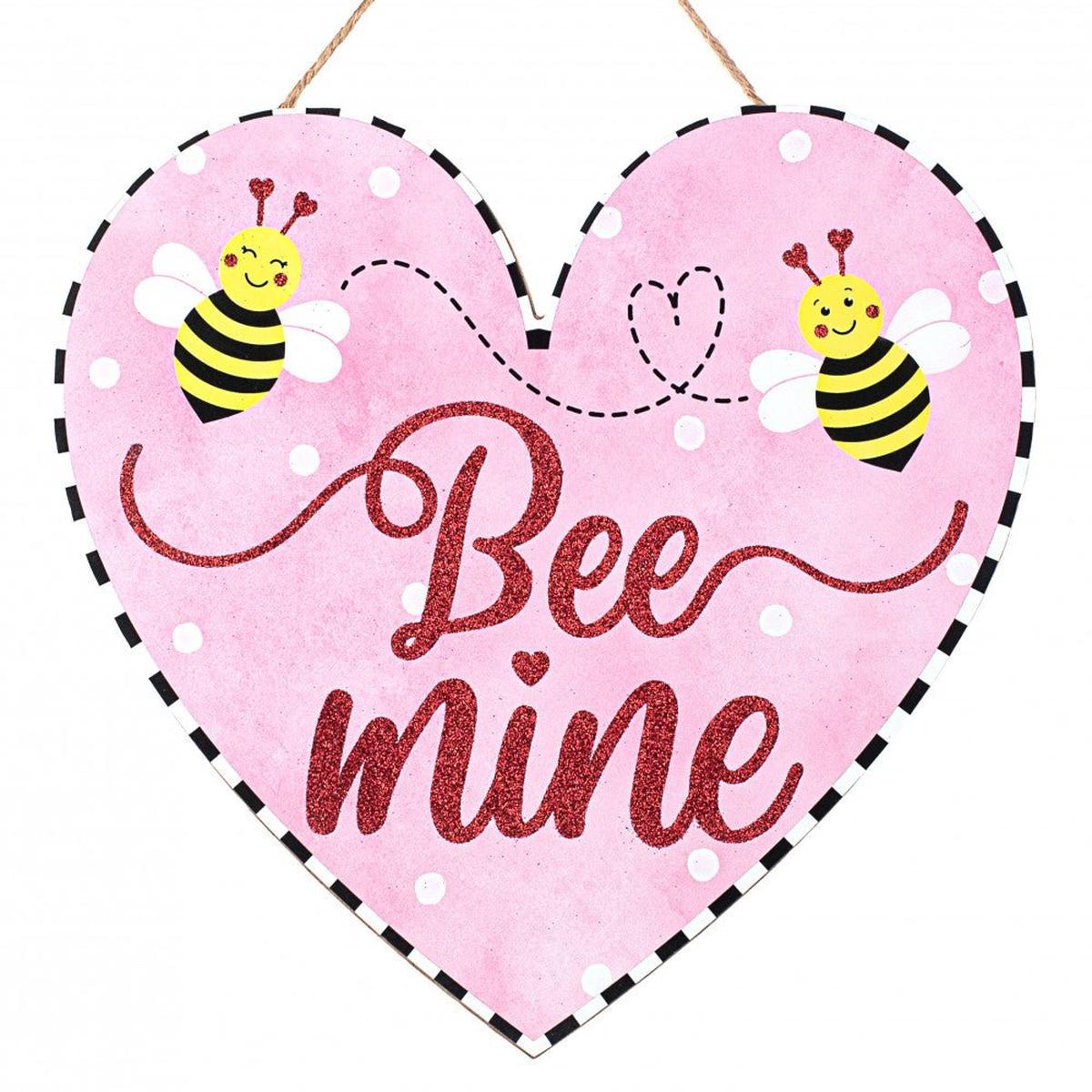 Shop For 12" Wood Heart Hanger Sign: Bee Mine at Michelle's aDOORable Creations