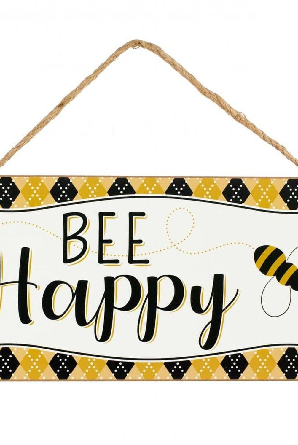 12" Wood Sign: Bee Happy