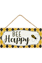12" Wood Sign: Bee Happy - Michelle's aDOORable Creations - Wooden/Metal Signs