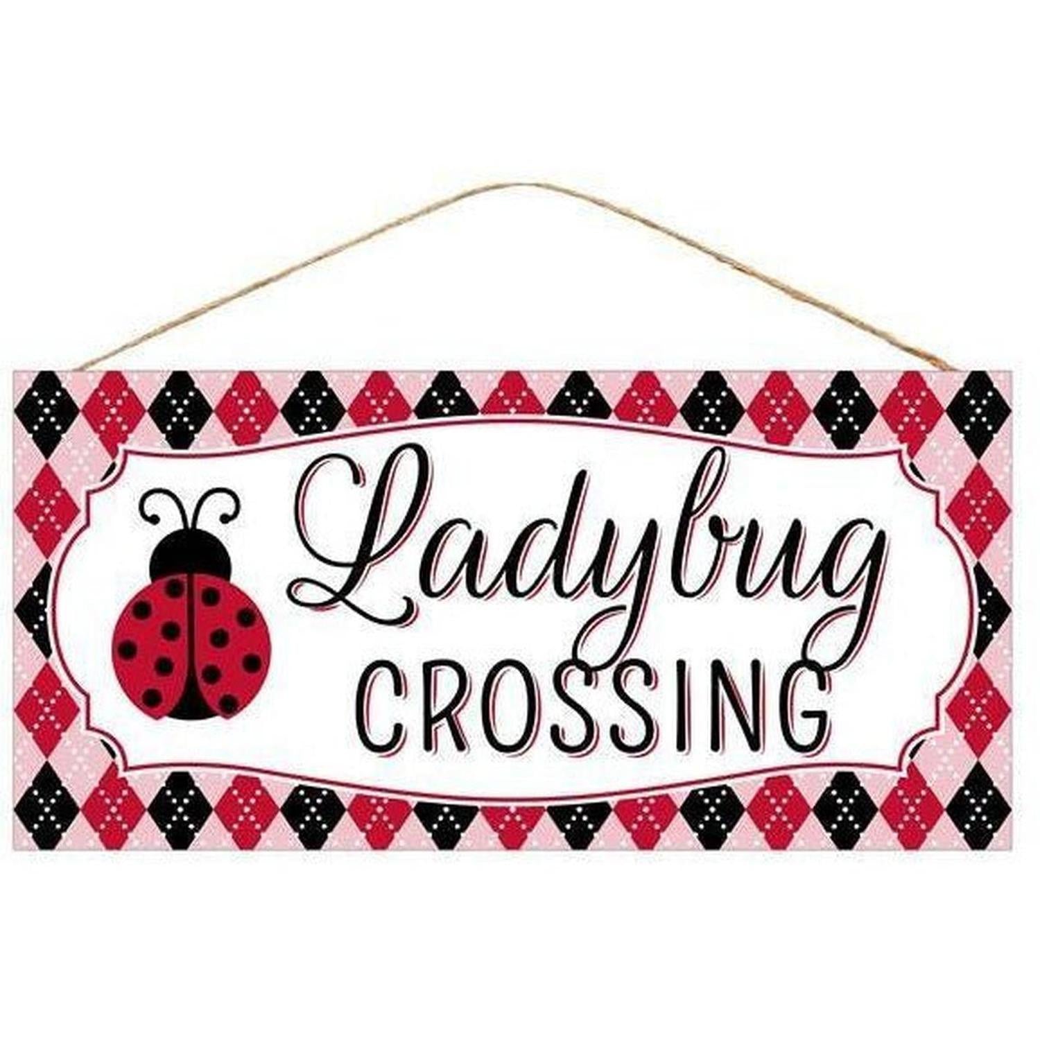 Shop For 12" Wood Sign: Ladybug Crossing at Michelle's aDOORable Creations