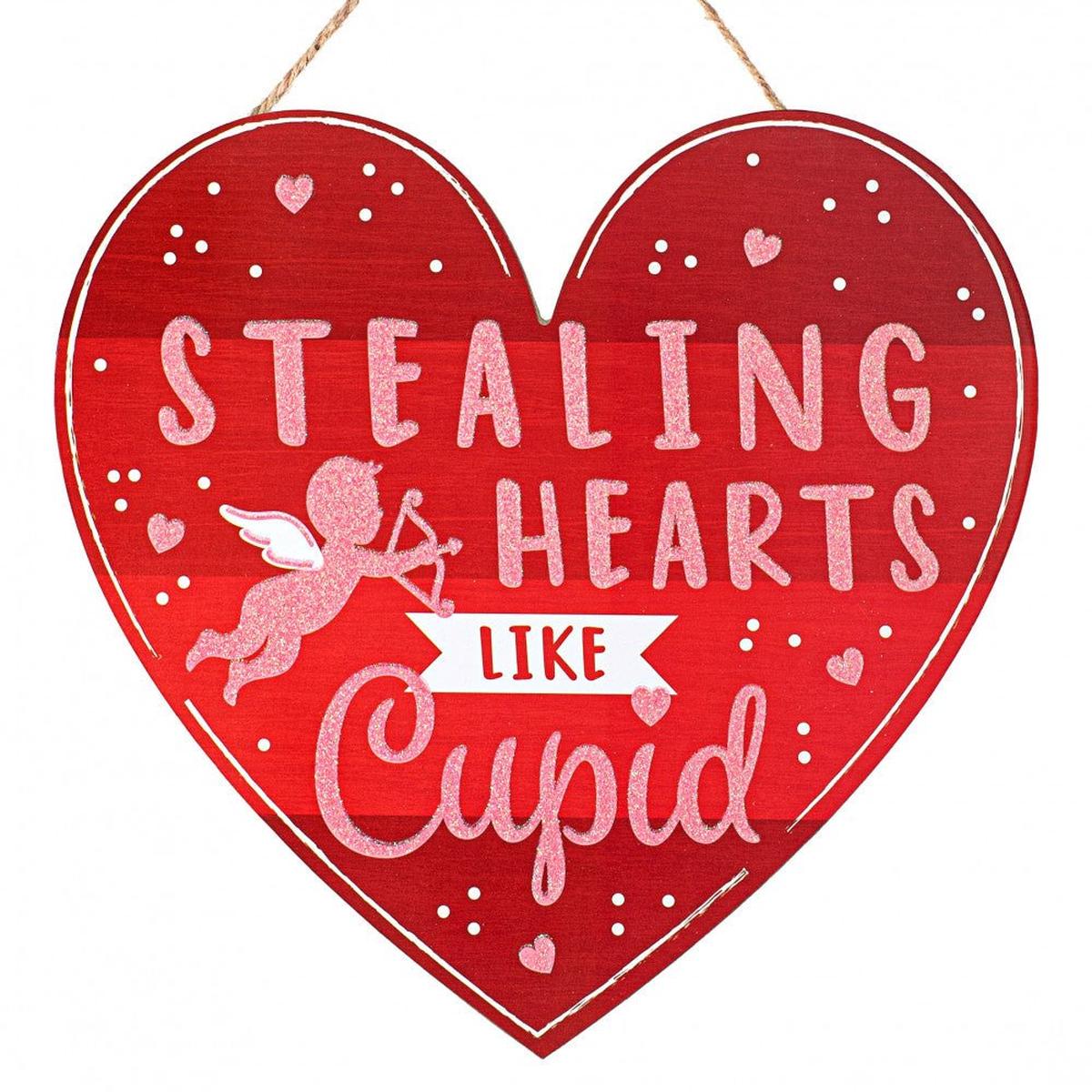Shop For 12" Wooden Heart Sign: Stealing Hearts Cupid at Michelle's aDOORable Creations